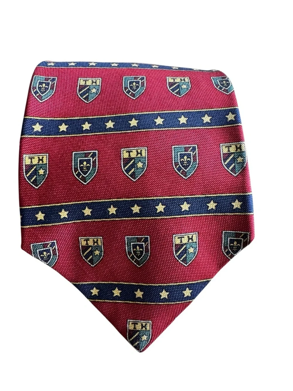 Vintage Tommy Hilfiger Crest Star Patterned Tie, 100% Italian Silk